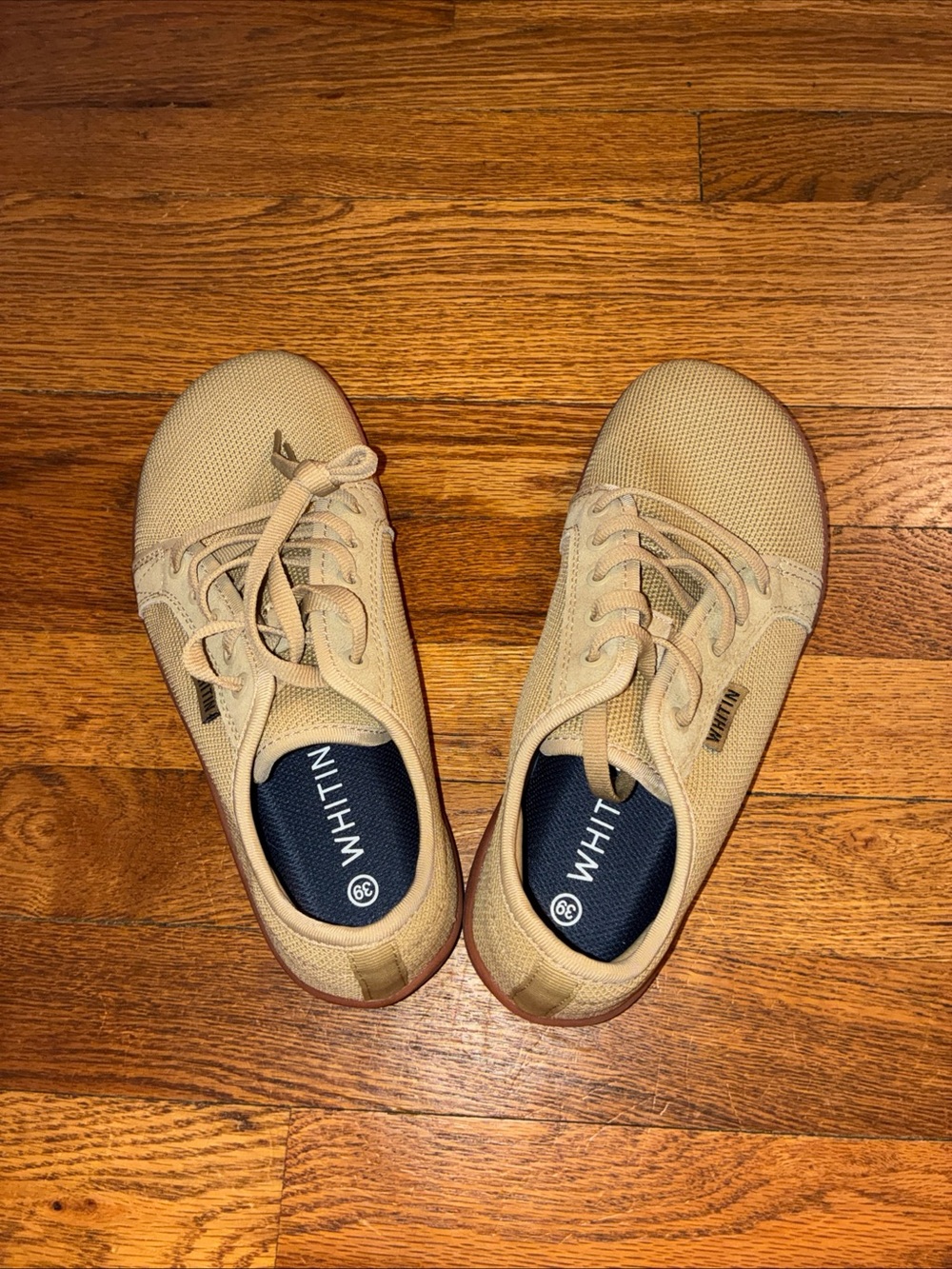 WHITIN Tan Knit Casual Lace-Up Shoes